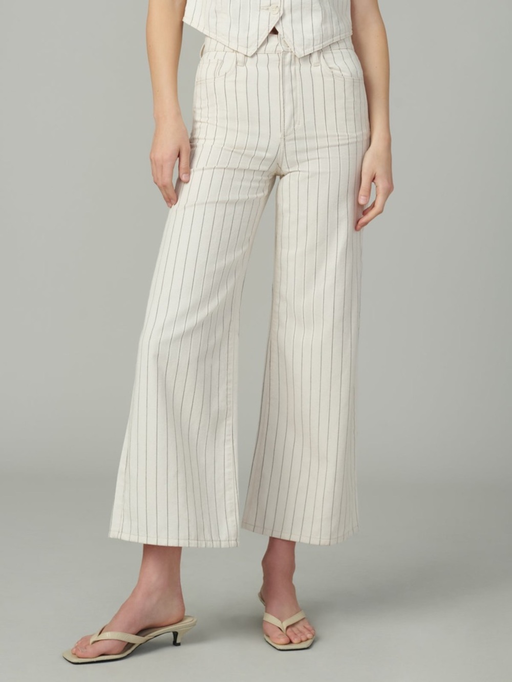 NWT Joes Jeans The Mia High Rise Wide Leg Ankle Natural Stripe Size 25